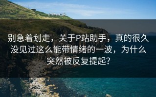 别急着划走，关于P站助手，真的很久没见过这么能带情绪的一波，为什么突然被反复提起？
