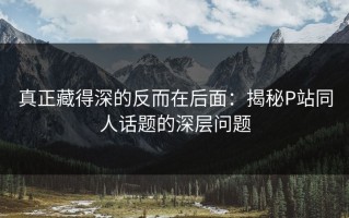 真正藏得深的反而在后面：揭秘P站同人话题的深层问题