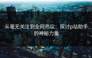 从毫无关注到全网热议：探讨p站助手的神秘力量
