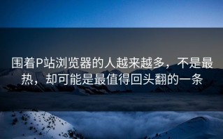 围着P站浏览器的人越来越多，不是最热，却可能是最值得回头翻的一条
